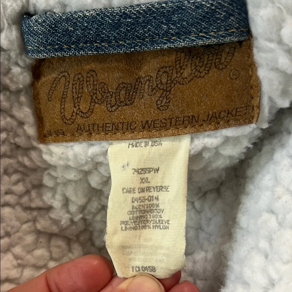 VINTAGE EUC Wrangler Western Denim‎ Jacket Shearling Lining, Sz XXL